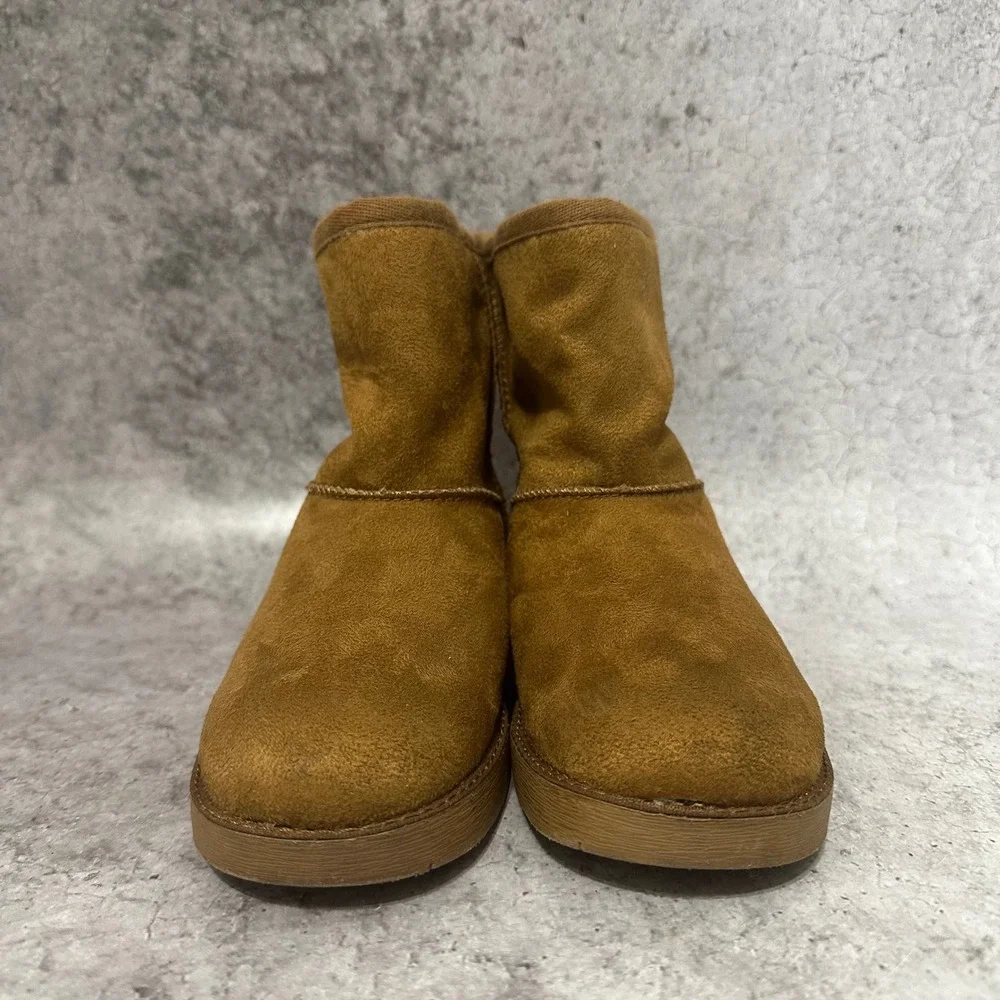Rock & Candy Winter Boots Womens 6 Brown Lindyn Suede Fur Lined Ankle Boots
